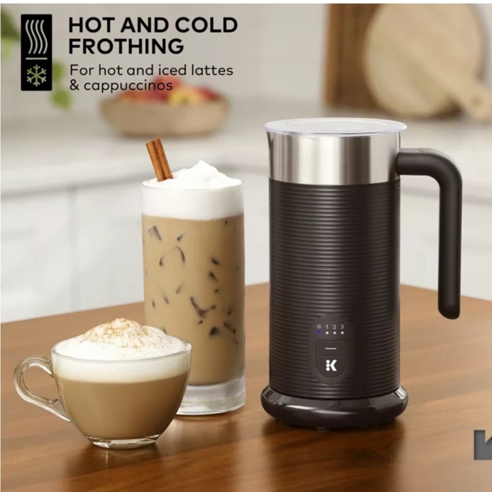 Keurig Black Milk Frother with Hot and Cold Settings Coffee